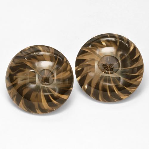 Gemas de cuarzo ahumado marrón natural de 25,45 ct, corte redondo, VVS