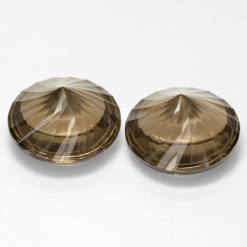 Gemas de cuarzo ahumado marrón natural de 25,45 ct, corte redondo, VVS