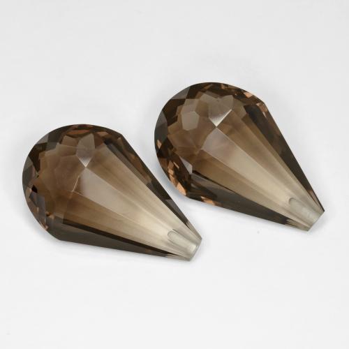 Gemas de Cuarzo Ahumado Marrón cálido natural de 29.20 ct, Corte Briolette, VVS