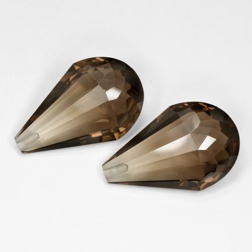 Gemas de Cuarzo Ahumado Marrón cálido natural de 29.20 ct, Corte Briolette, VVS