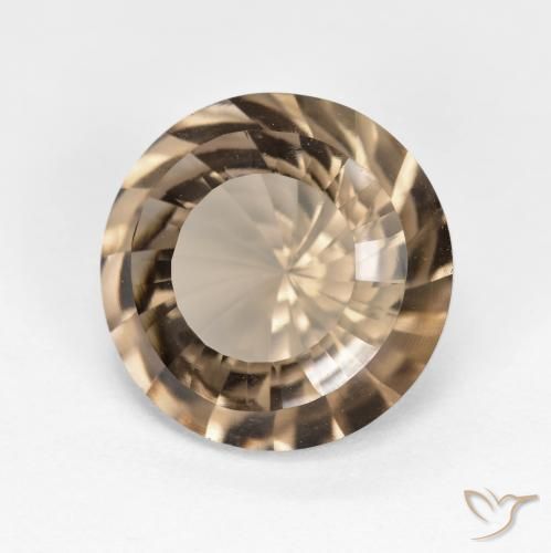 cuarzo ahumado Moca claro natural de 5.41 ct, Redondo, VVS