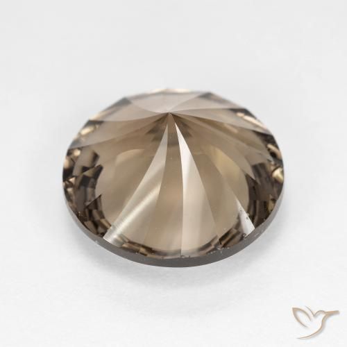 cuarzo ahumado Moca claro natural de 5.41 ct, Redondo, VVS