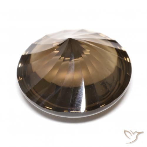 cuarzo ahumado Marrón jengibre natural de 13.07 ct, Redondo, Transparente