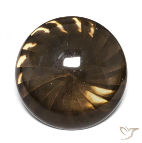 12.95ct Natural Marrón jengibre cuarzo ahumado, Redondo, Transparente