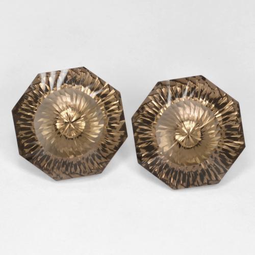 Gemas de Cuarzo Ahumado Marrón claro natural de 17.18 ct, corte esmeralda, VVS