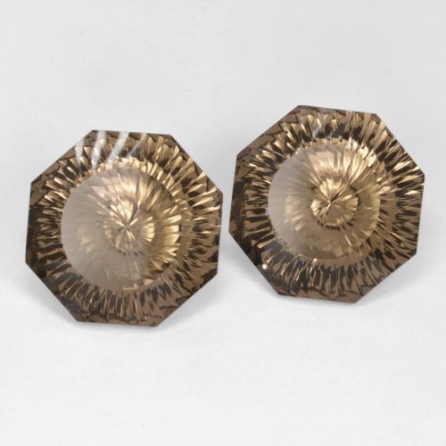 Gemas de Cuarzo Ahumado Marrón claro natural de 17.18 ct, corte esmeralda, VVS