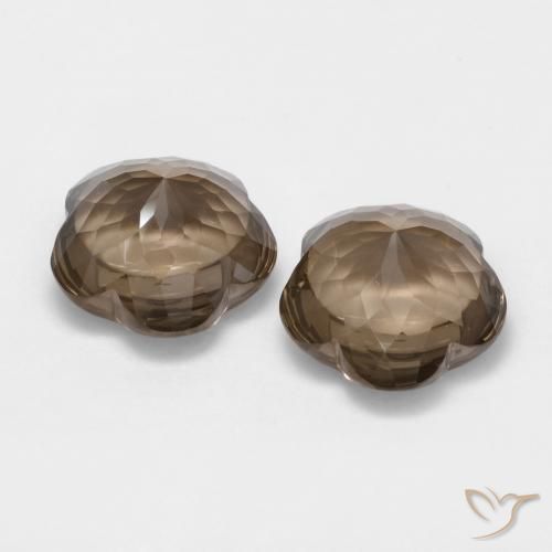 Gemas de cuarzo ahumado Moca claro natural de 9.94 ct, Corte Flor, Transparente