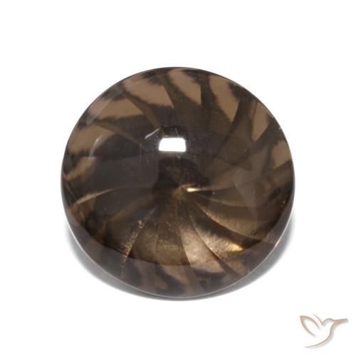 4.86ct Natural Marrón oscuro cuarzo ahumado, Redondo, Transparente