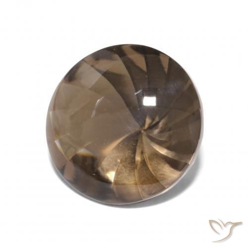 cuarzo ahumado Marrón oscuro natural de 4.86 ct, Redondo, Transparente