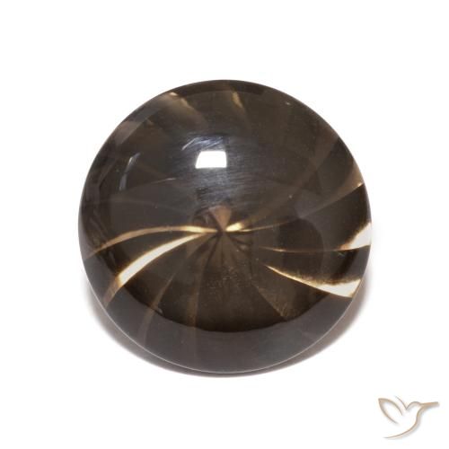 5.04ct Natural Marrón oscuro cuarzo ahumado, Redondo, Transparente