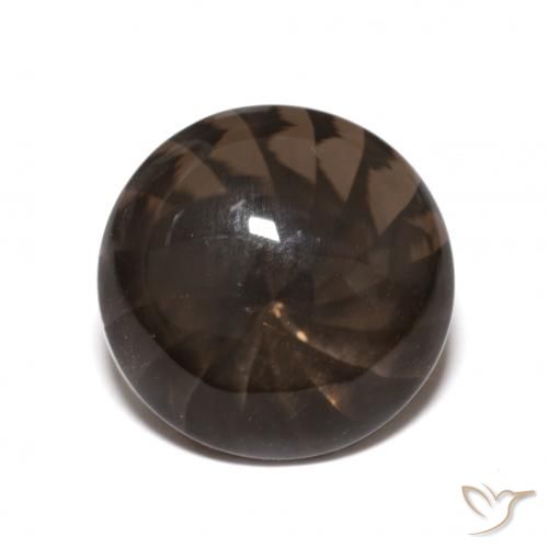 5.78ct Natural Marrón oscuro cuarzo ahumado, Redondo, Transparente