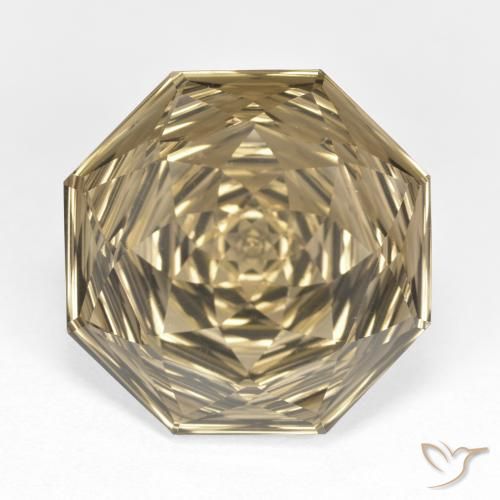 12.80ct Natural Marrón amarillo claro cuarzo ahumado, corte esmeralda, VVS