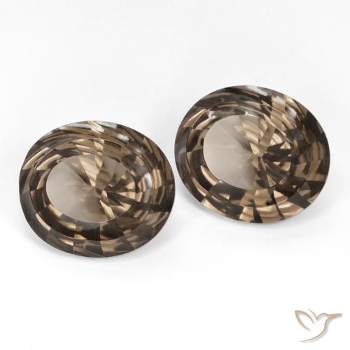 Gemas de cuarzo ahumado Marrón claro medio natural de 13.67 ct, Ovalada, VVS