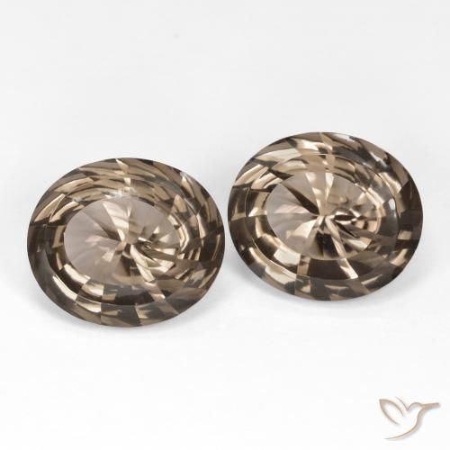Gemas de cuarzo ahumado Marrón umbra claro natural de 13.90 ct, Ovalada, VVS