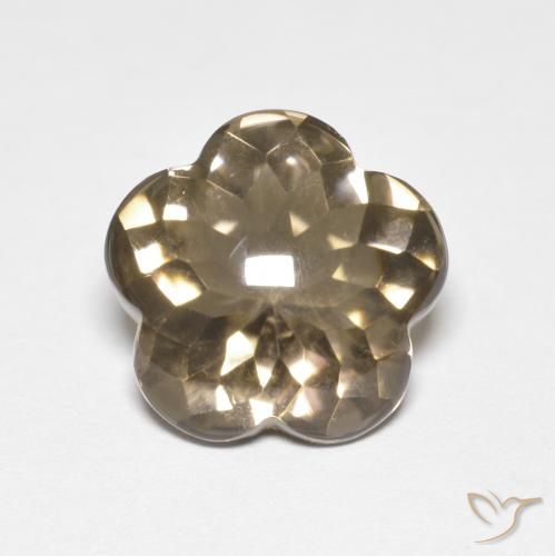 4.99ct Natural Marrón cálido cuarzo ahumado, Corte Flor, Transparente