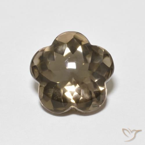 4.84ct Natural Marrón madera cuarzo ahumado, Corte Flor, Transparente