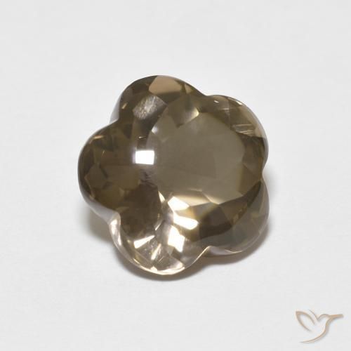 cuarzo ahumado Marrón madera natural de 4.84 ct, Corte Flor, Transparente