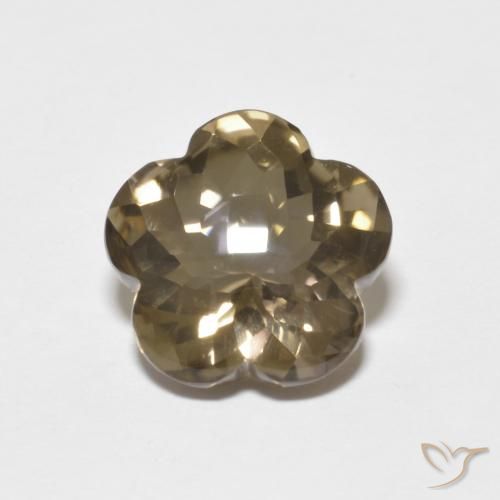 4.38ct Natural Marrón tortilla claro cuarzo ahumado, Corte Flor, Transparente