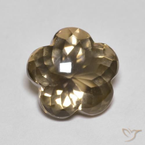 4.55ct Natural Marrón claro medio cuarzo ahumado, Corte Flor, Transparente