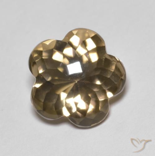 cuarzo ahumado Marrón claro medio natural de 4.55 ct, Corte Flor, Transparente