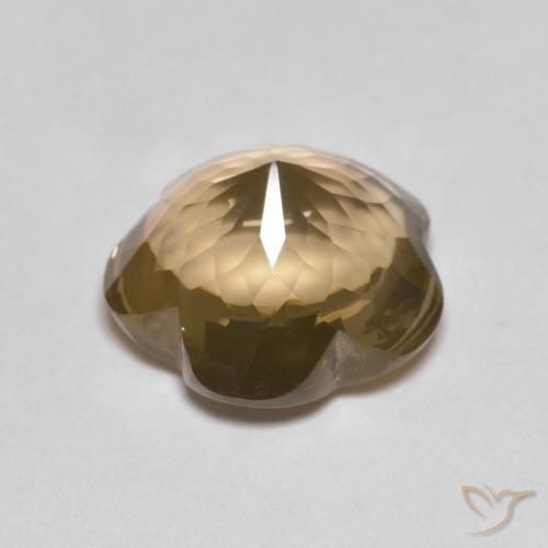 cuarzo ahumado Marrón claro medio natural de 4.55 ct, Corte Flor, Transparente