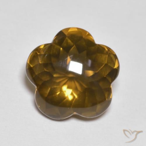 5.15ct Natural Marrón caramelo cuarzo ahumado, Corte Flor, Transparente