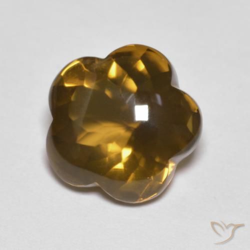 cuarzo ahumado Marrón caramelo natural de 5.15 ct, Corte Flor, Transparente