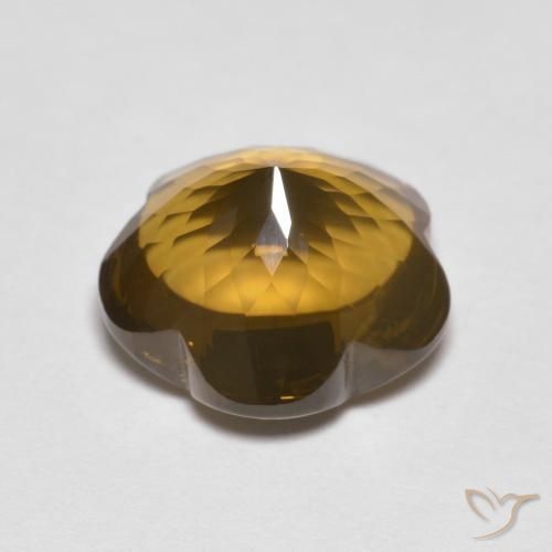 cuarzo ahumado Marrón caramelo natural de 5.15 ct, Corte Flor, Transparente