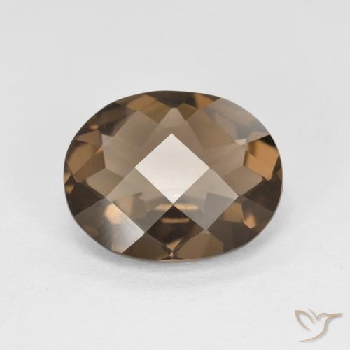 2.10ct Natural Marrón oscuro medio cuarzo ahumado, Ovalada, VVS