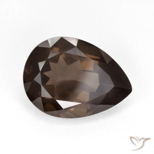 cuarzo ahumado Medium Dark-Brown natural de 6.40 ct, En forma de pera, VS
