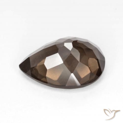 cuarzo ahumado Medium Dark-Brown natural de 6.40 ct, En forma de pera, VS