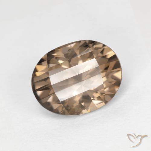 cuarzo ahumado Moca claro natural de 2.51 ct, Ovalada, VVS
