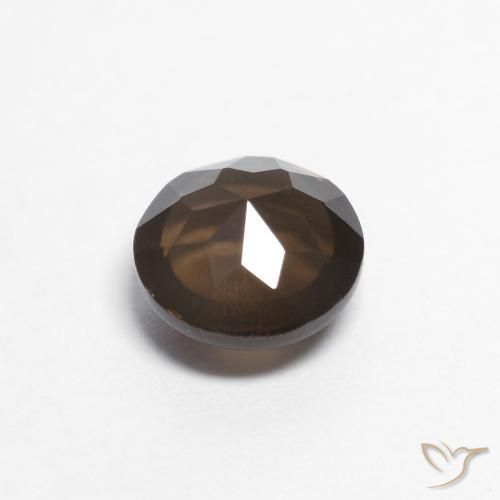 cuarzo ahumado Marrón oscuro natural de 0.88 ct, Redondo, Transparente