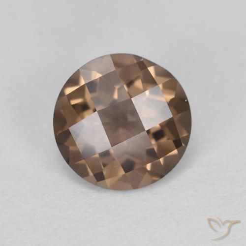 1.19ct Natural Marrón claro cuarzo ahumado, Redondo, VVS