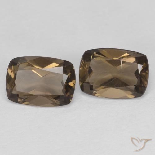 Gemas de cuarzo ahumado Medium Light-Brown natural de 1.65 ct, Forma Cojín, VVS