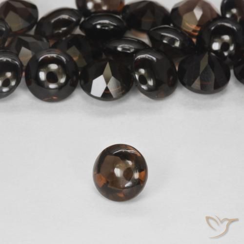 cuarzo ahumado Marrón oscuro natural de 0.90 ct, Redondo, Transparente