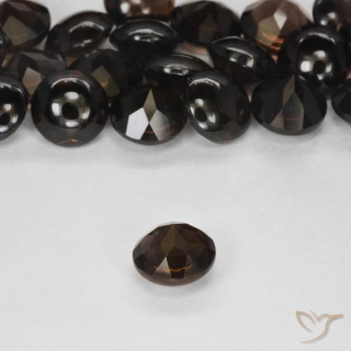 cuarzo ahumado Marrón oscuro natural de 0.90 ct, Redondo, Transparente
