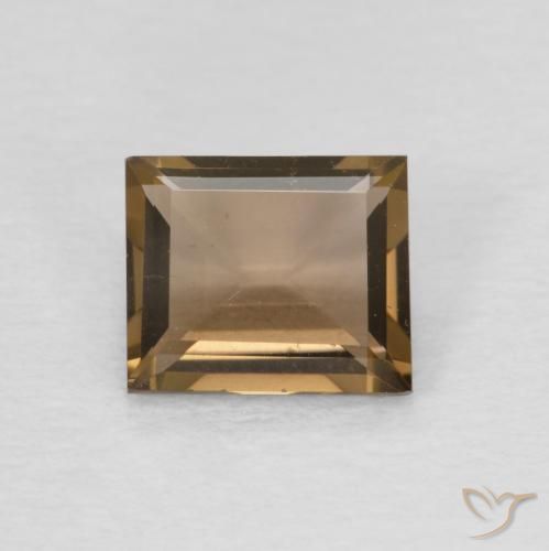 0.89ct Natural Marrón cálido cuarzo ahumado, Corte Baguette, VVS