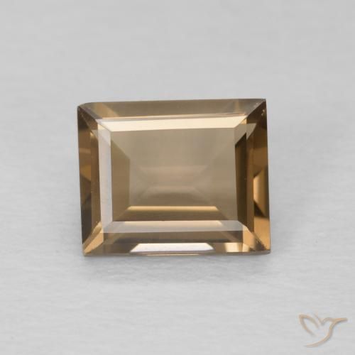 0.89ct Natural Marrón claro cuarzo ahumado, Corte Baguette, VVS