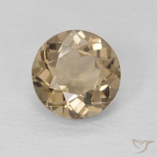 1.21ct Natural Marrón madera cuarzo ahumado, Redondo, VVS