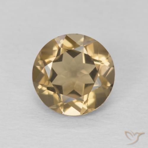1.06ct Natural Medium Light-Brown cuarzo ahumado, Redondo, VVS