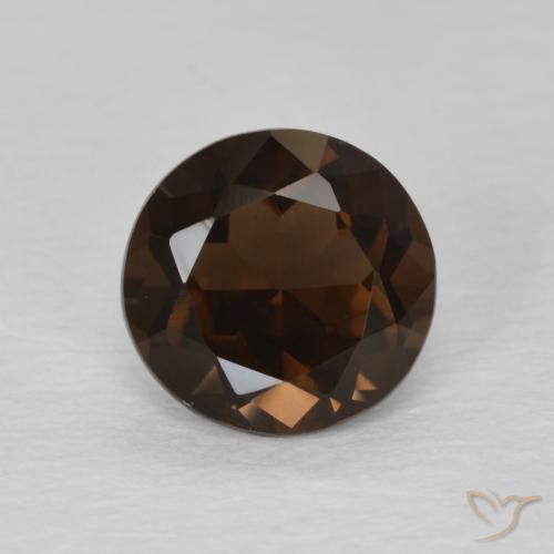 1.09ct Natural Marrón oscuro cuarzo ahumado, Redondo, VVS