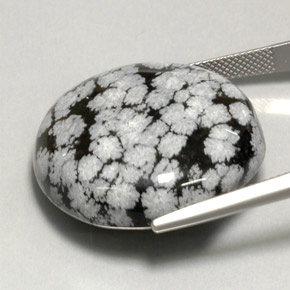 Obsidiana Copo de Nieve Copo de Nieve natural de 44.13 ct, Corte Redondo, Opaco