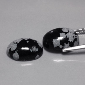 Gemas de obsidiana nevada multicolor natural de  ct, corte óvalo, opaco