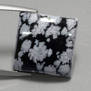 Obsidiana Copo de Nieve Copo de Nieve natural de 12.23 ct, Cuadrado, Opaco