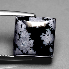 Obsidiana Copo de Nieve Copo de Nieve natural de 7.80 ct, Cuadrado, Opaco
