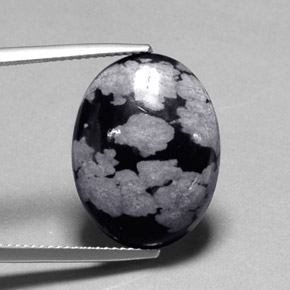Obsidiana nevada copo de nieve natural de 9,62 ct, corte óvalo, opaco
