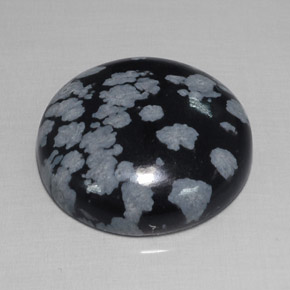 Obsidiana nevada negro natural de 16,93 ct, corte redondo, opaco