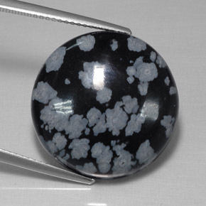 Obsidiana nevada negro natural de 16,93 ct, corte redondo, opaco