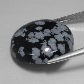 Obsidiana nevada negro natural de 16,93 ct, corte redondo, opaco